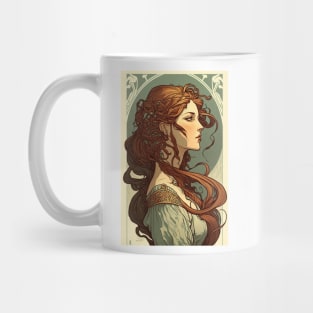 European Beauty with Red Hair - Art Nouveau Mug